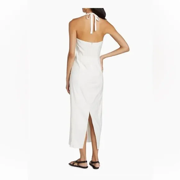 NWT Reformation Bessi Cotton Halter Midi Dress Horizon White